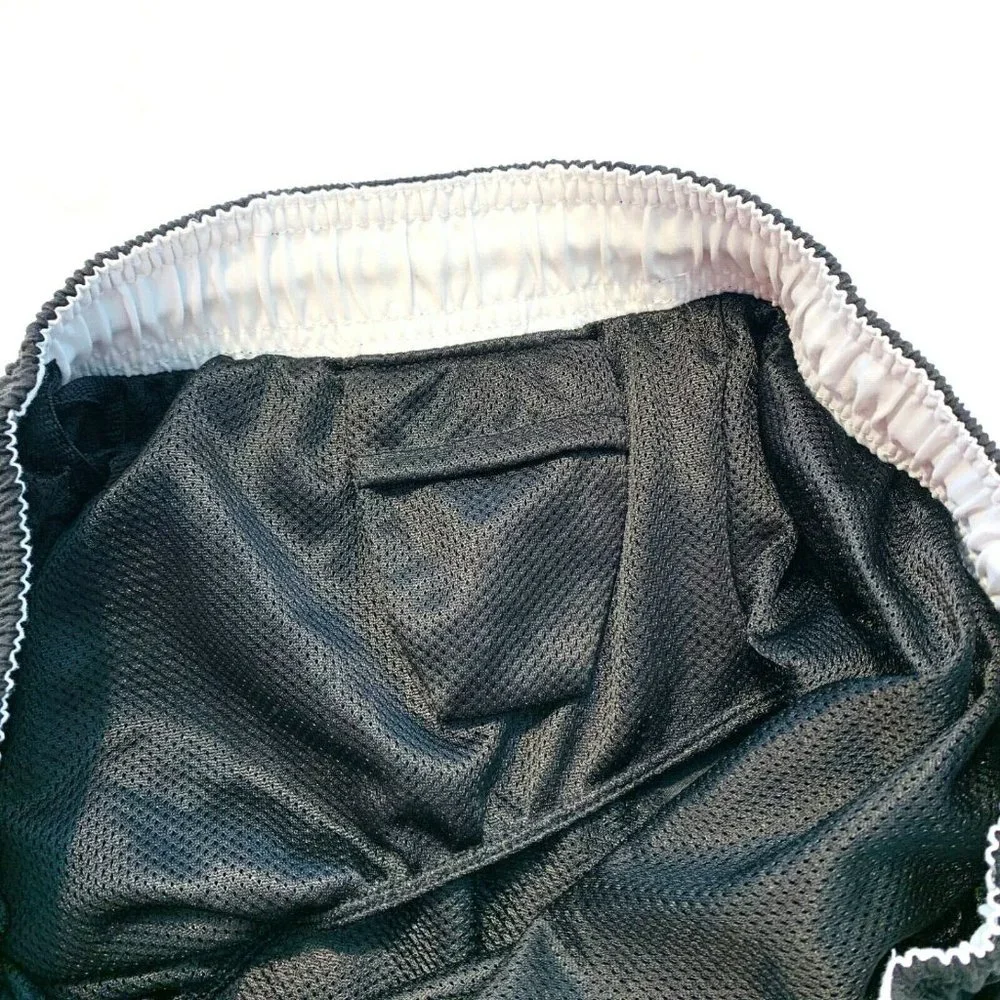 Vintage Nike Swoosh Swim Trunks Board Shorts Mesh Brief Lined‎ XL Black EUC